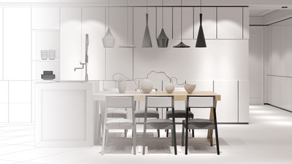 Wohnküche mit Esstisch als Verlauf