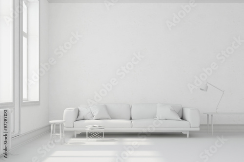 Wohnzimmer Mit Sofa Komplett In Weiß Architecture Canvas Print |  Architectu-Robert Kneschke