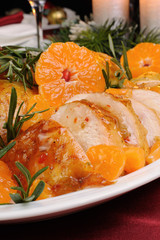 Baked chicken in tangerine sauce