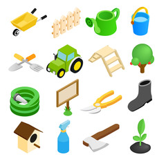 Garden isometric 3d icons set © juliars