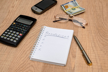 GOALS for 2016 message with 100 US dollars and pen