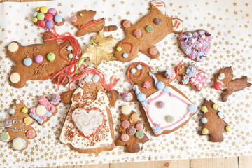 On Display. An afternoon of baking and decorating has left a tribe of gingerbreads in various shapes and colours all ready for wrapping up for Christmas presents.