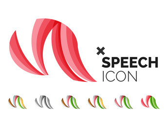 Set of abstract speech bubble and cloud icons, business logotype concepts, clean modern geometric design