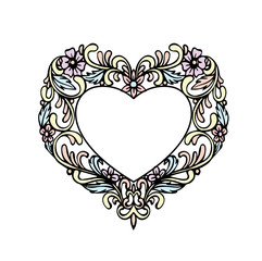 Vector of Greeting or Wedding card with White paper heart shape for background 