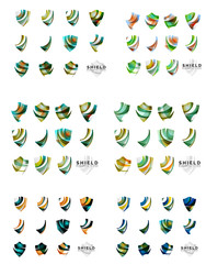 Set of company logotype branding designs, shield protection concept icons