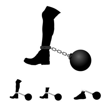 prison ball on leg vector