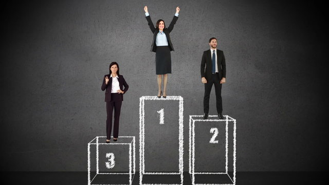 Composite video of business people on podium