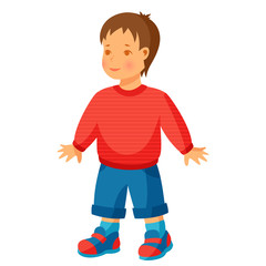 Illustration of pretty little boy in trousers and sweater