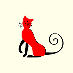 Elegant red cat ornament