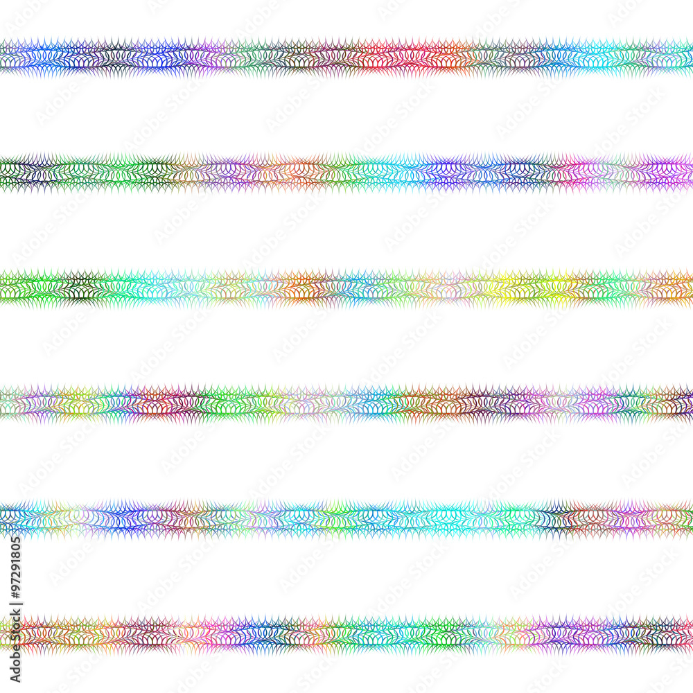 Poster color fractal text divider line design set
