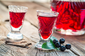 Homemade liqueur with chokeberries and alcohol