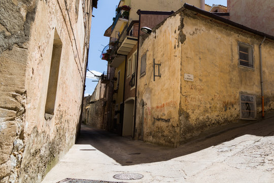 deserted street in a little town in Sardinia- Orgosolo