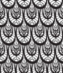 Seamless black and white texture with fish scales 