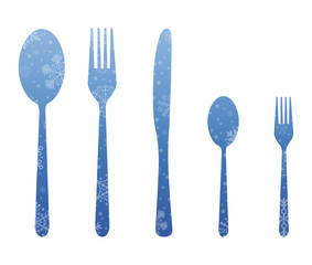 five covered christmas icon with snow