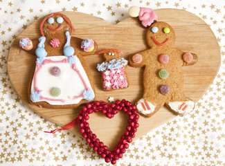 On Display. An afternoon of baking and decorating has left a tribe of gingerbreads in various shapes and colours all ready for wrapping up for Christmas presents.