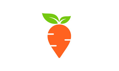 illustration logo combination from map pin with carrot vector logo design concept