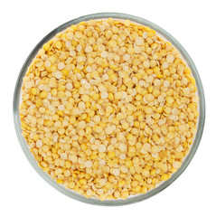 Yellow lentils isolated on white background with clipping path
