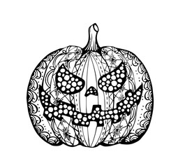 Vector of hand draw Halloween Pumpkin in zentangle style