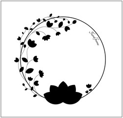 Vector elegant black and white floral frame