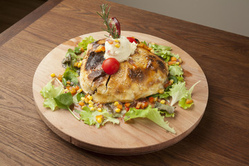 closed pizza with vegetables