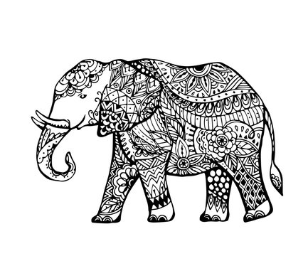 Vector of Elephant in zentangle style