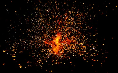 fire flames with sparks on a black background