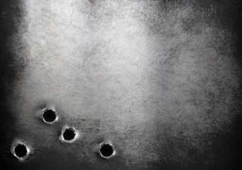 grunge metal armor background with bullet holes - obrazy, fototapety, plakaty