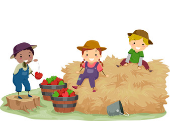 Stickman Kids Hay Apples © BNP Design Studio