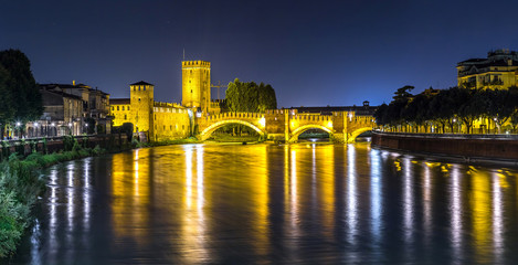 Castle Vecchio in Verona, Italy - obrazy, fototapety, plakaty