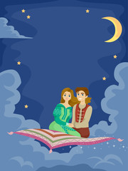 Obraz na płótnie Canvas Romantic Couple Flying Carpet