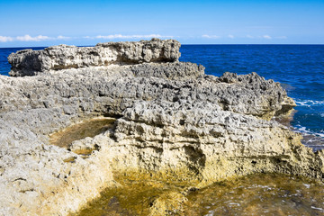 Fototapeta na wymiar Rocks in Mediterranean Sea. Mallorca, Spain