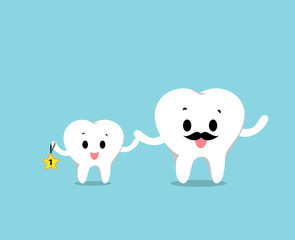 Vector of Cute healthy white teeth family for Health care 