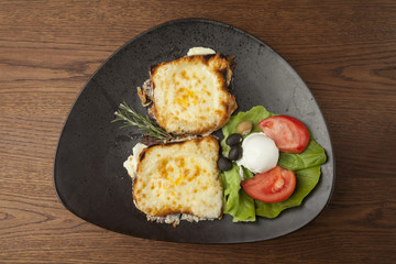 fried mozzarella with grilled vegetables..