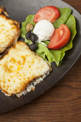 fried mozzarella with grilled vegetables..