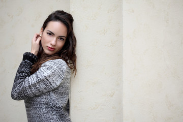 Portrait of beautyful girl in urban background