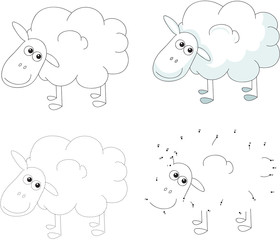 Cartoon sheep. Vector illustration. Dot to dot game for kids
