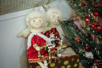 Two Christmas angel dools decor