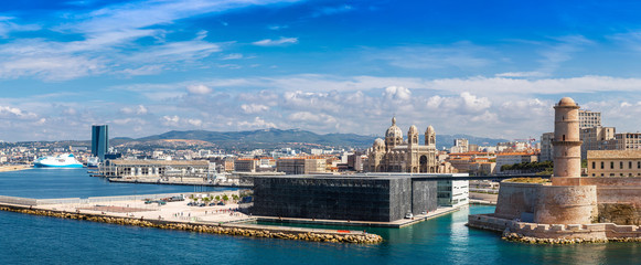 Naklejka premium Saint Jean Castle and Cathedral de la Major in Marseille