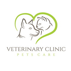 Illustration icon veterinary clinic with cat and dog