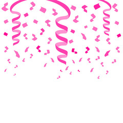 PInk confetti on white background. Vector illustration.