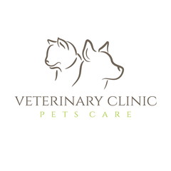 Illustration icon veterinary clinic with cat and dog