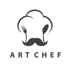 Concept illustration of chef's hat with fork and spoon. Vector