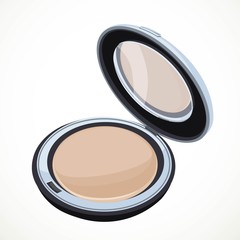 Cosmetic beige powder isolated on a white background