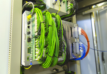 Control panel with electronic devices closeup