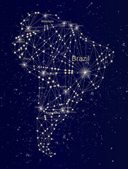 South America Starry Map On the Night Sky