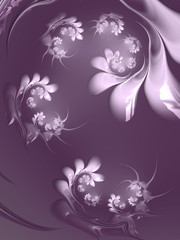 Fototapeta na wymiar Elegant mauve pink to pastel orchid purple floral ornamental fractal congratulation card background