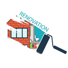Renovation .House remodeling,flat design .Vector