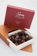 Box of chocolate candies for christmas days