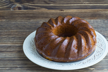 Bundt cake on a white plate