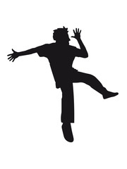 Fototapeta na wymiar jumping dancing man party silhouette cool